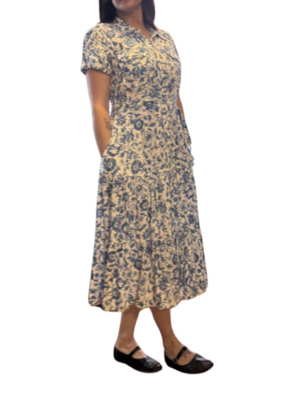 Tommy Hilfiger Floral Shirtdress Blue & White, Size S Never Worn